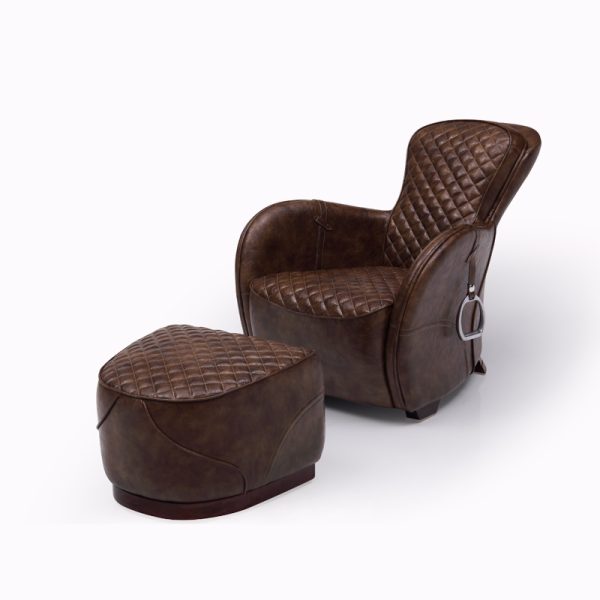 Leather chair with footrest