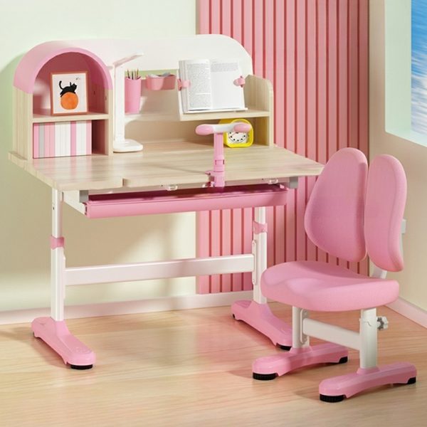 Розовый детский стол со стулом
