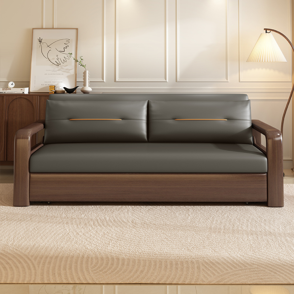 Leather sofa bed