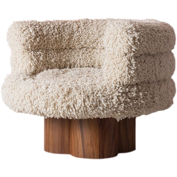 Soft lounge chair with wool upholstery