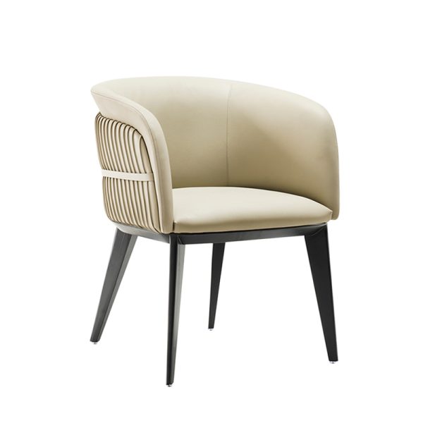 Mūsdienīgs pelēks ādas ēdamistabas krēsls