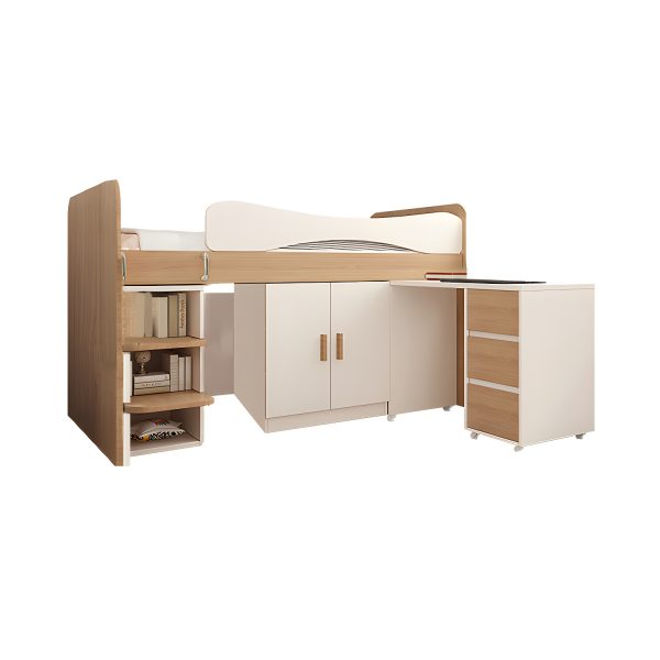 Children's loft bed with mattress