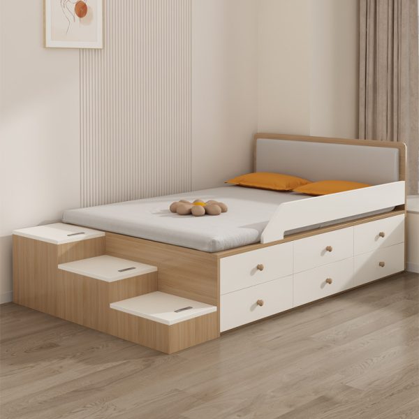 Bed with Storage Drawers and Steps