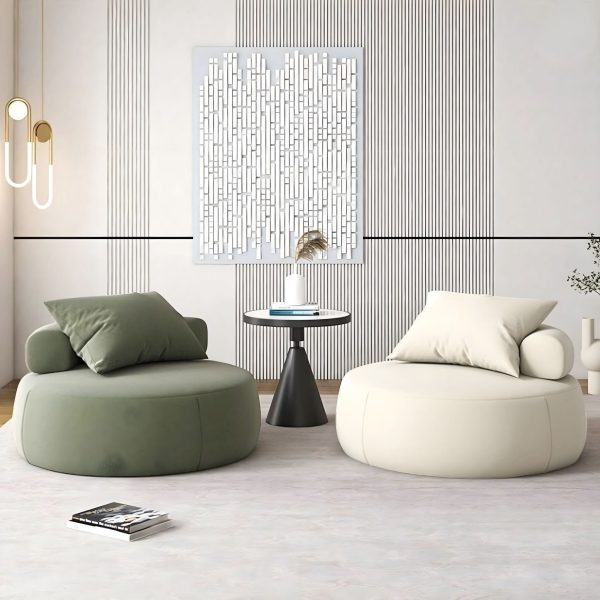 Soft leather chair with pouf