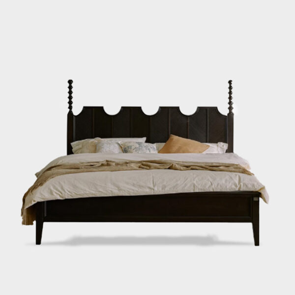 Olena French Style Solid Wood Retro Bed